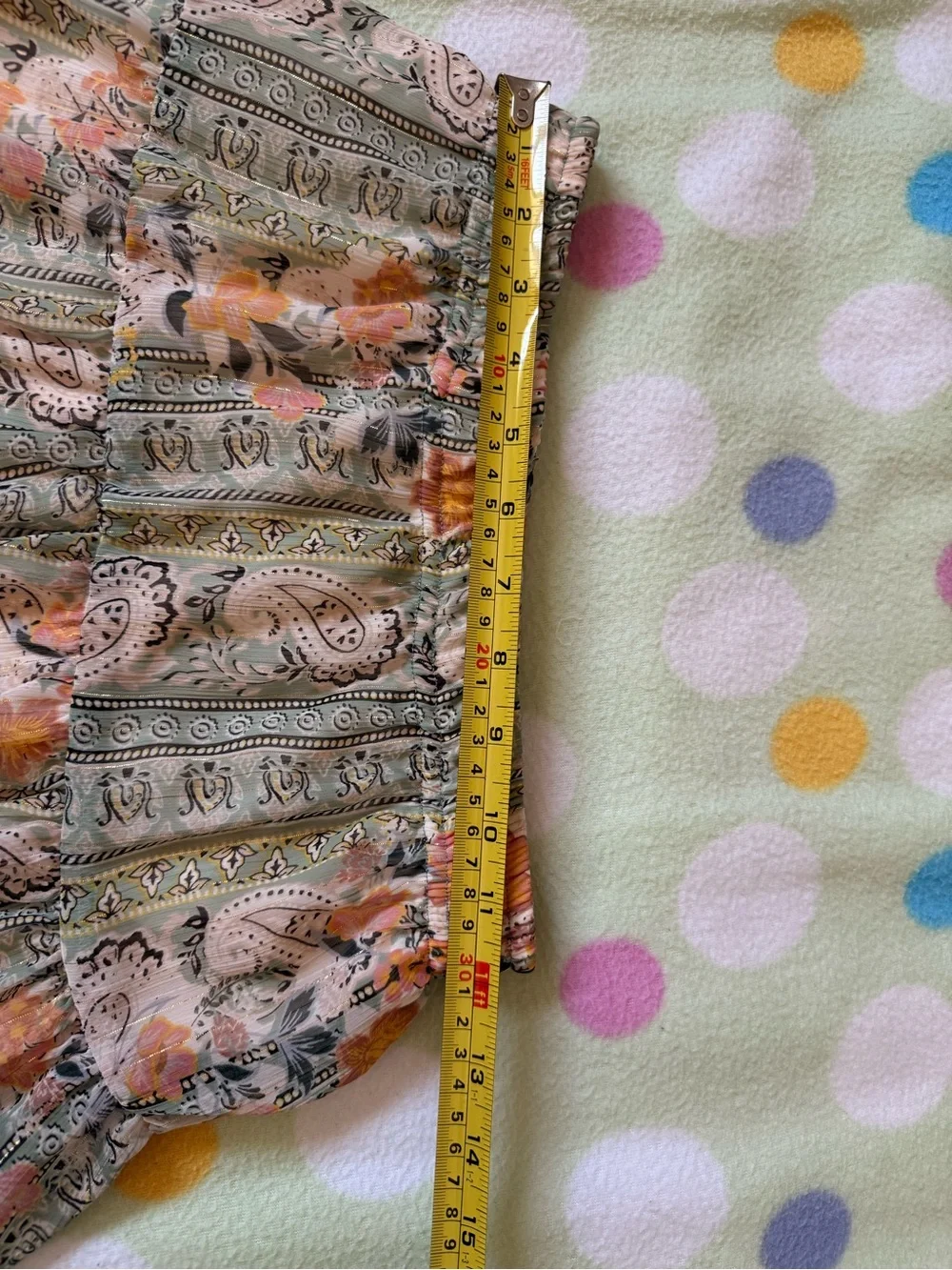 Altar'd State Sage Green Floral Tiered A-Line Skirt with Peach Accents - Picture 7 of 12